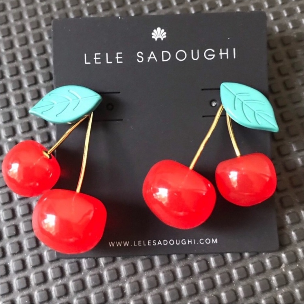 NWOT Lele Sadoughi cherry earrings